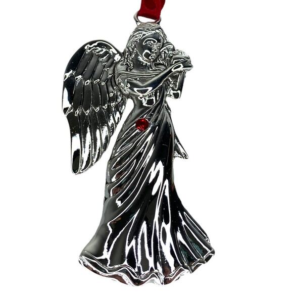 Regent Square Silver Plated Angel Ornament W/ Swarovski Crystal- New In Box - Picture 2 of 4